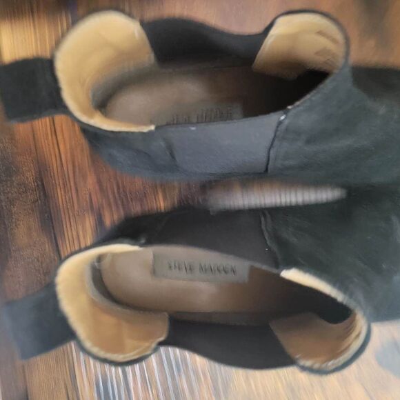 Steve Madden Womens Chaselyn Leather Almond Toe Ankle, Black Suede 9 - Picture 5 of 6